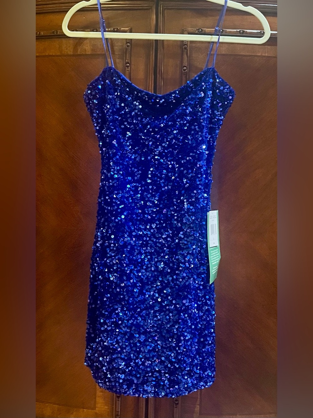 NWT B. SMART Blue Sequin Dress Large